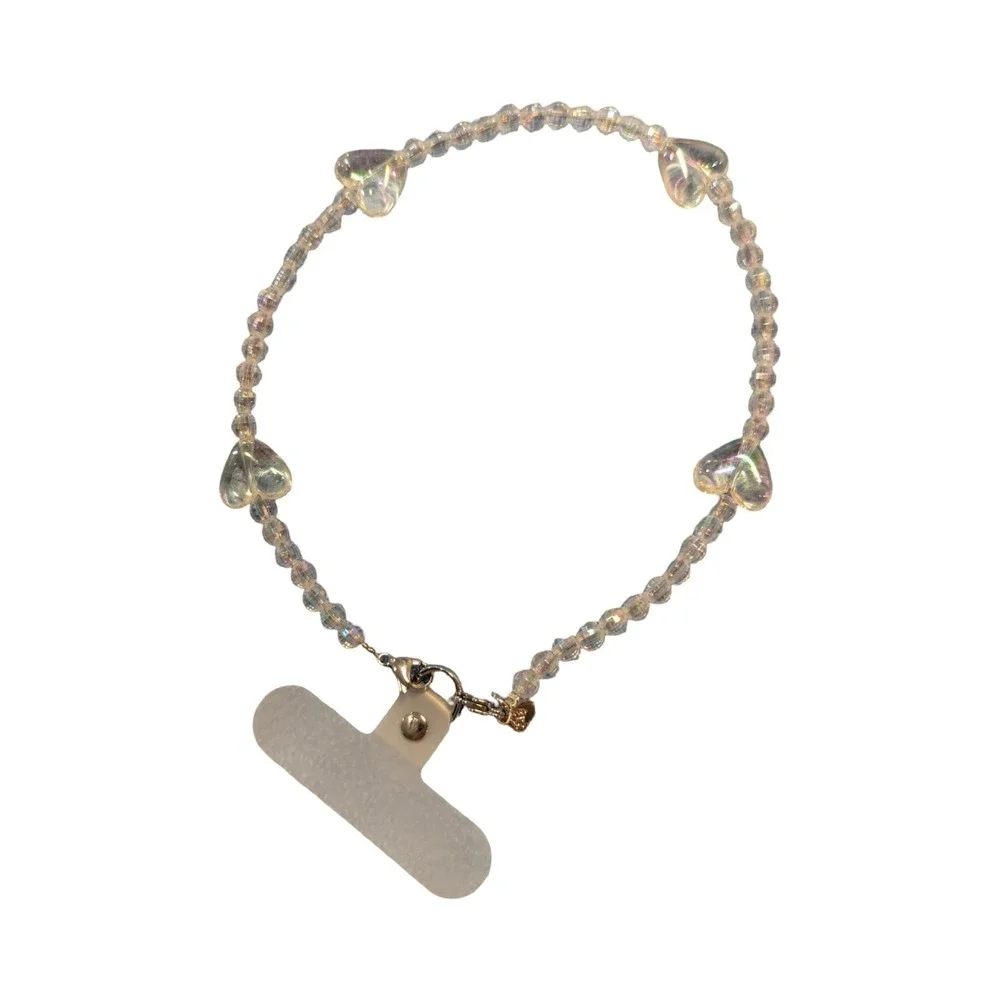 15-P‎ VELVET CAVIAR - Phone Charm Wristlet - Iridescent Heart ⬇️